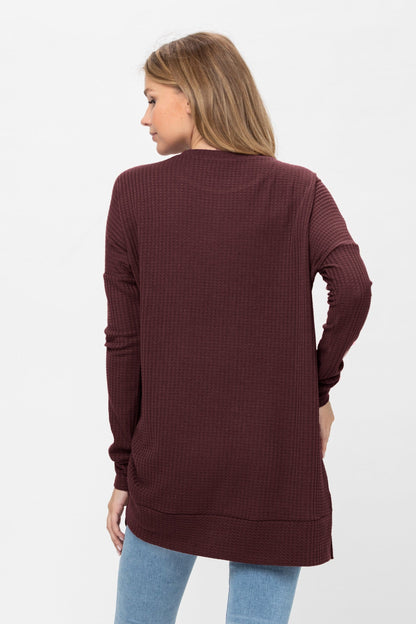 Long Sleeve Waffle Knit Sweater Round Neck Solid Color Pullover Dress | Apparel | Kitchen + Metal