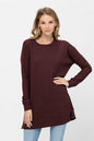 Long Sleeve Waffle Knit Sweater Round Neck Solid Color Pullover Dress | Apparel | Kitchen + Metal