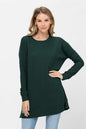 Long Sleeve Waffle Knit Sweater Round Neck Solid Color Pullover Dress | Apparel | Kitchen + Metal