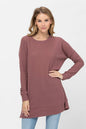 Long Sleeve Waffle Knit Sweater Round Neck Solid Color Pullover Dress | Apparel | Kitchen + Metal