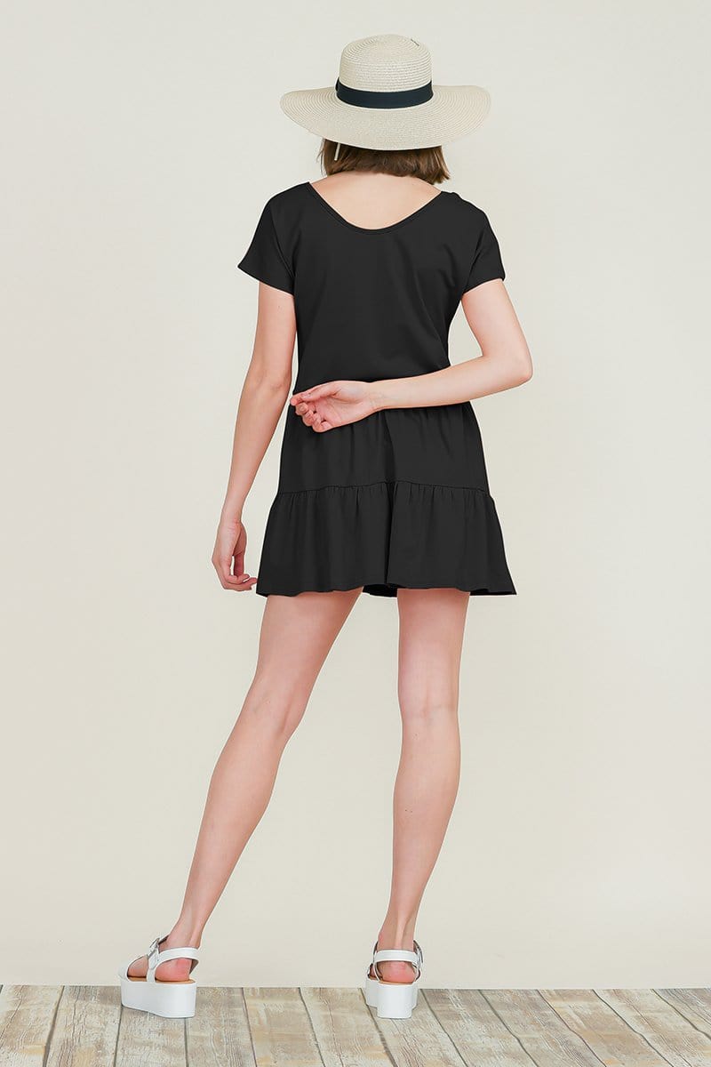 Casual Ruffle layered Babydoll V Neck Loose Mini Cotton Dress | Apparel | Kitchen + Metal