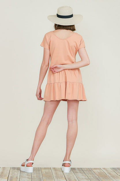 Casual Ruffle layered Babydoll V Neck Loose Mini Cotton Dress | Apparel | Kitchen + Metal