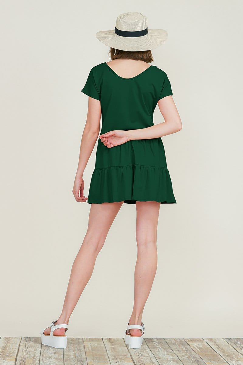 Casual Ruffle layered Babydoll V Neck Loose Mini Cotton Dress | Apparel | Kitchen + Metal