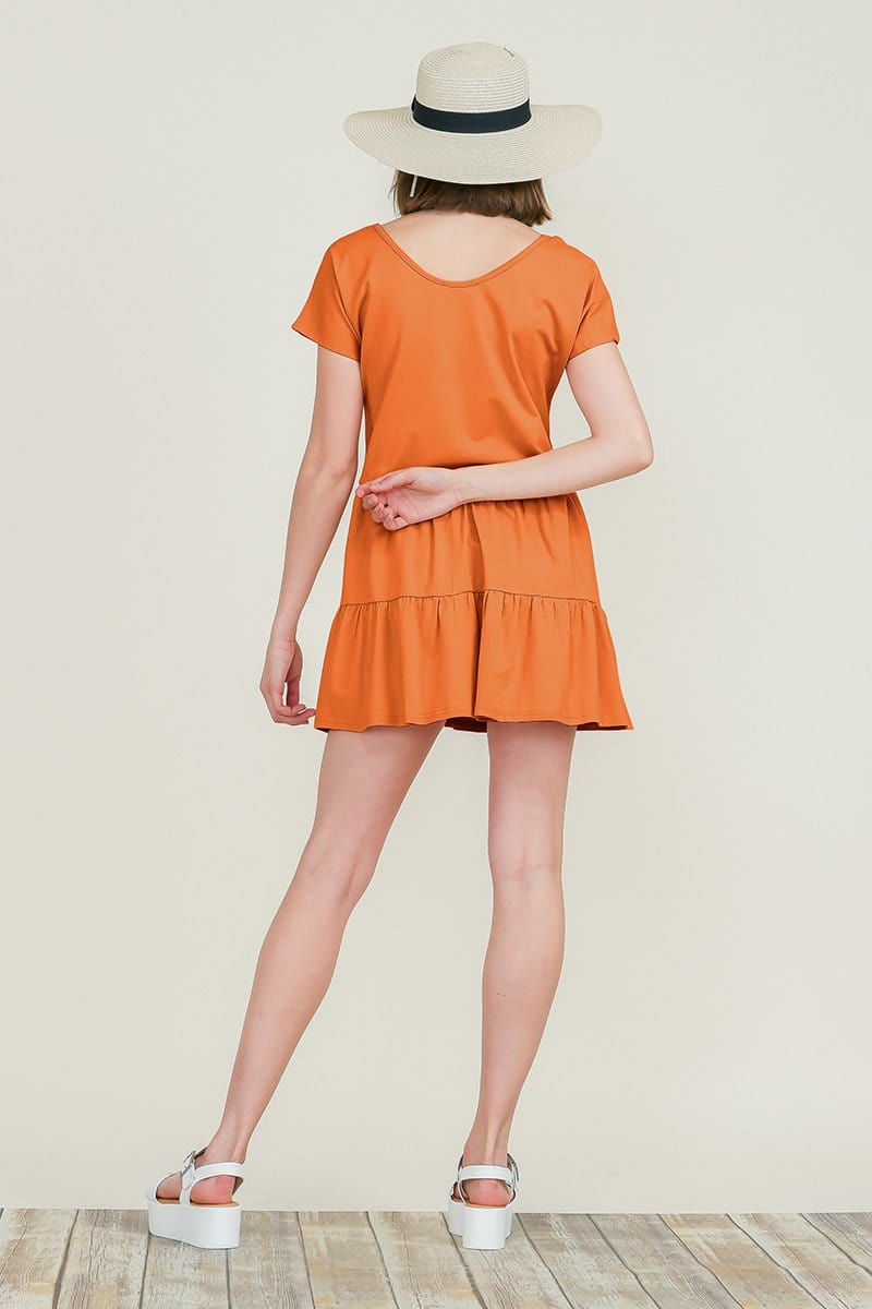 Casual Ruffle layered Babydoll V Neck Loose Mini Cotton Dress | Apparel | Kitchen + Metal