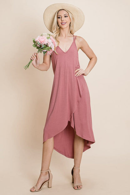 Deep V Cami High Low Hem Crisscrossing Straps Casual Dress | Apparel | Kitchen + Metal
