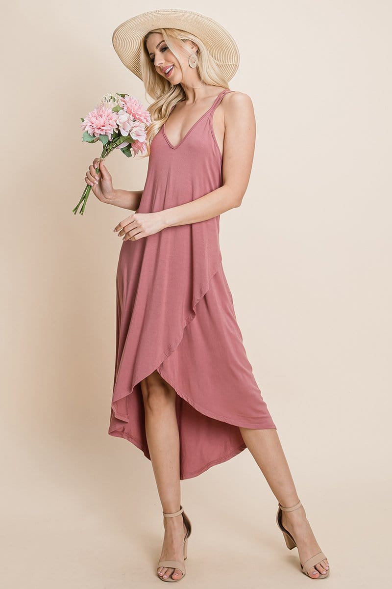 Deep V Cami High Low Hem Crisscrossing Straps Casual Dress | Apparel | Kitchen + Metal