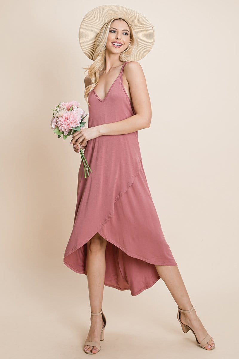 Deep V Cami High Low Hem Crisscrossing Straps Casual Dress | Apparel | Kitchen + Metal