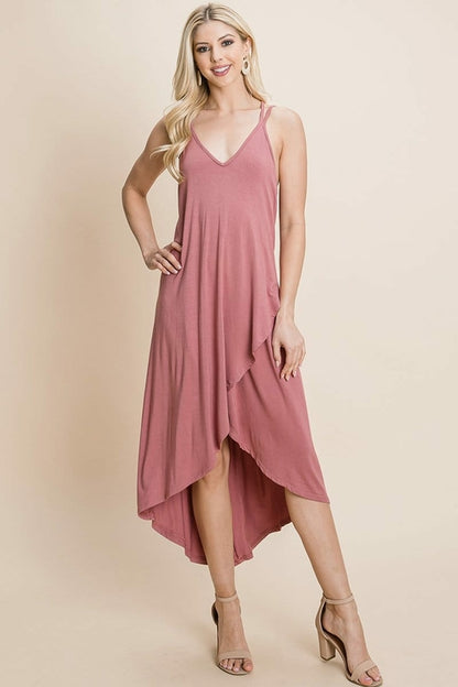 Deep V Cami High Low Hem Crisscrossing Straps Casual Dress | Apparel | Kitchen + Metal