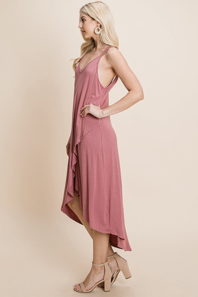 Deep V Cami High Low Hem Crisscrossing Straps Casual Dress | Apparel | Kitchen + Metal