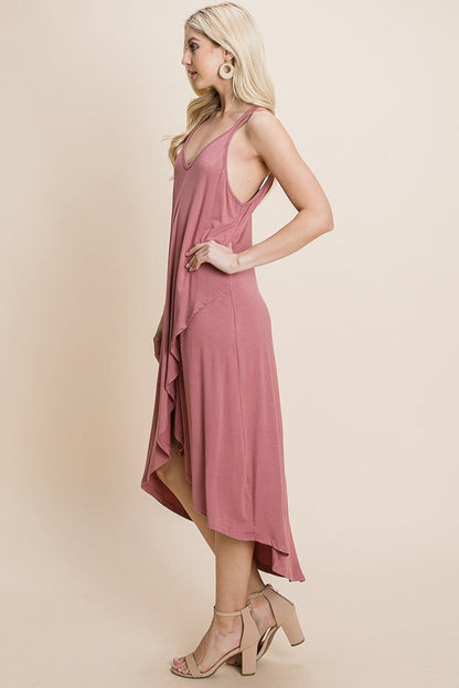 Deep V Cami High Low Hem Crisscrossing Straps Casual Dress | Apparel | Kitchen + Metal