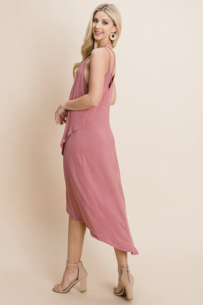 Deep V Cami High Low Hem Crisscrossing Straps Casual Dress | Apparel | Kitchen + Metal