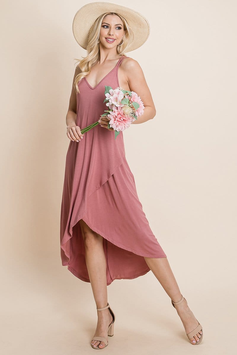 Deep V Cami High Low Hem Crisscrossing Straps Casual Dress | Apparel | Kitchen + Metal