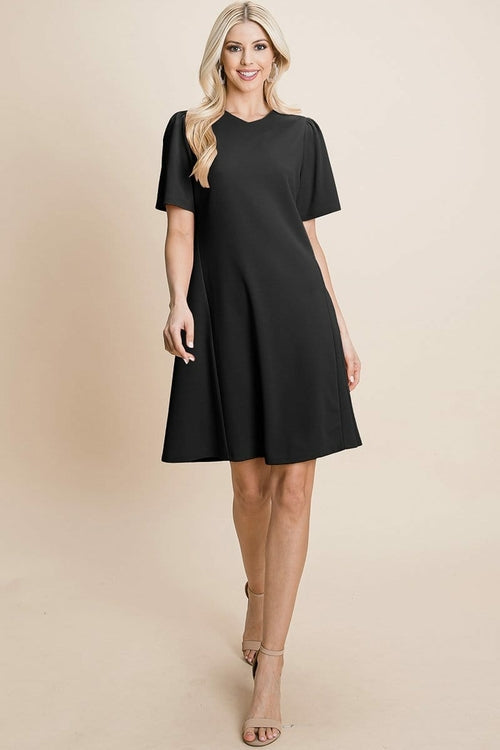 Casual Loose Mini Dress V-Neck Short Sleeve Shift Dress | Apparel | Kitchen + Metal