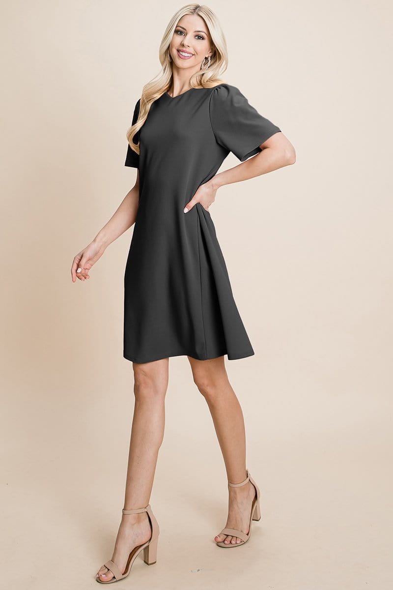 Casual Loose Mini Dress V-Neck Short Sleeve Shift Dress | Apparel | Kitchen + Metal