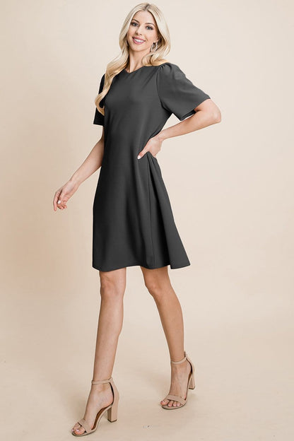 Casual Loose Mini Dress V-Neck Short Sleeve Shift Dress | Apparel | Kitchen + Metal