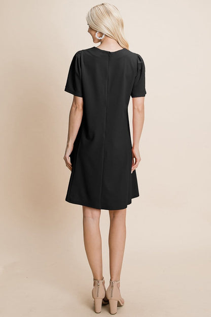 Casual Loose Mini Dress V-Neck Short Sleeve Shift Dress | Apparel | Kitchen + Metal