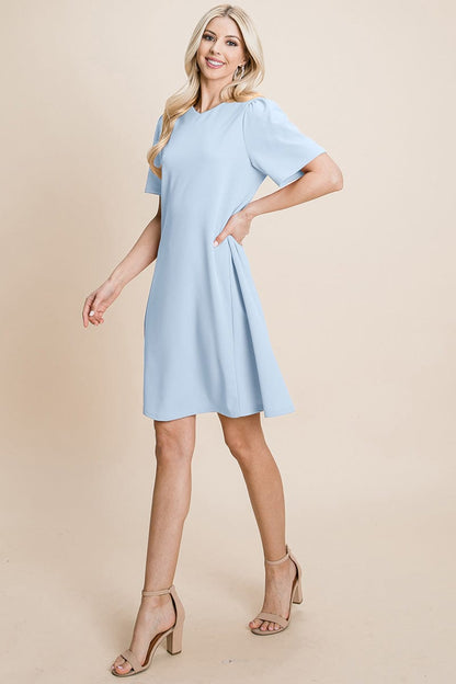 Casual Loose Mini Dress V-Neck Short Sleeve Shift Dress | Apparel | Kitchen + Metal