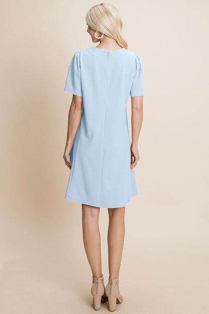 Casual Loose Mini Dress V-Neck Short Sleeve Shift Dress | Apparel | Kitchen + Metal
