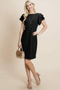 Casual Ruffle Sleeve Boat-Neck Sheath Bodycon Evening Party Cocktail | Apparel | Kitchen + Metal