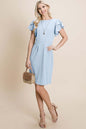 Casual Ruffle Sleeve Boat-Neck Sheath Bodycon Evening Party Cocktail | Apparel | Kitchen + Metal