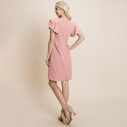 Casual Ruffle Sleeve Boat-Neck Sheath Bodycon Evening Party Cocktail | Apparel | Kitchen + Metal