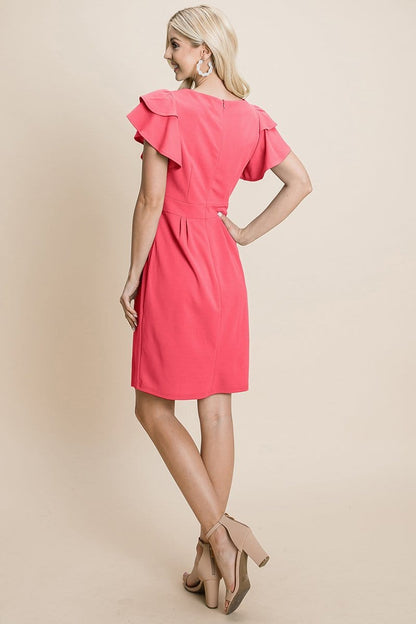 Casual Ruffle Sleeve Boat-Neck Sheath Bodycon Evening Party Cocktail | Apparel | Kitchen + Metal