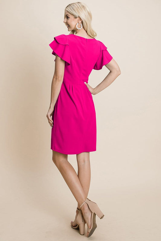 Casual Ruffle Sleeve Boat-Neck Sheath Bodycon Evening Party Cocktail | Apparel | Kitchen + Metal