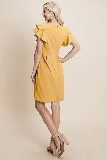 Casual Ruffle Sleeve Boat-Neck Sheath Bodycon Evening Party Cocktail | Apparel | Kitchen + Metal
