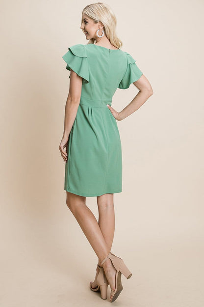 Casual Ruffle Sleeve Boat-Neck Sheath Bodycon Evening Party Cocktail | Apparel | Kitchen + Metal