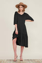 Boat Neck Short Sleeve Asymmetric Ruffle Tiered Hem Casual Loose Dress | Apparel | Kitchen + Metal