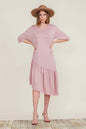 Boat Neck Short Sleeve Asymmetric Ruffle Tiered Hem Casual Loose Dress | Apparel | Kitchen + Metal