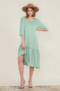 Boat Neck Short Sleeve Asymmetric Ruffle Tiered Hem Casual Loose Dress | Apparel | Kitchen + Metal