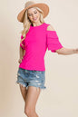 Multi Layered Flutter Short Sleeve Cold Shoulder Tops T Shirt Blouse | Apparel | Kitchen + Metal