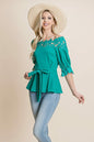 Lace Crochet Self Belted Off The Shoulder Tops with Back Zipper | Apparel | Kitchen + Metal