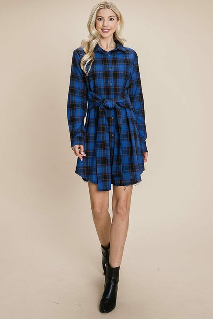Belted Casual Tunic Cotton Plaid T Shirt Dresses | Apparel | Kitchen + Metal
