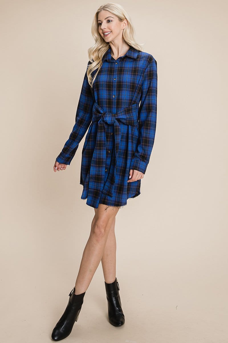 Belted Casual Tunic Cotton Plaid T Shirt Dresses | Apparel | Kitchen + Metal