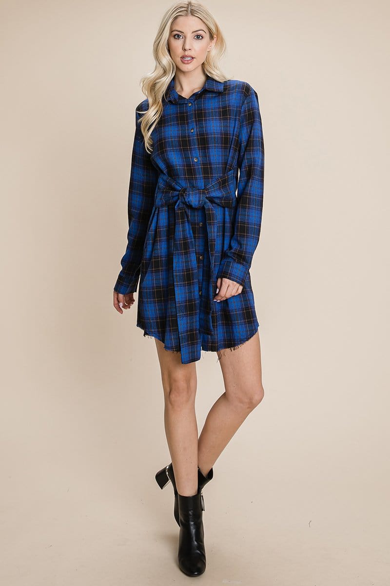 Belted Casual Tunic Cotton Plaid T Shirt Dresses | Apparel | Kitchen + Metal