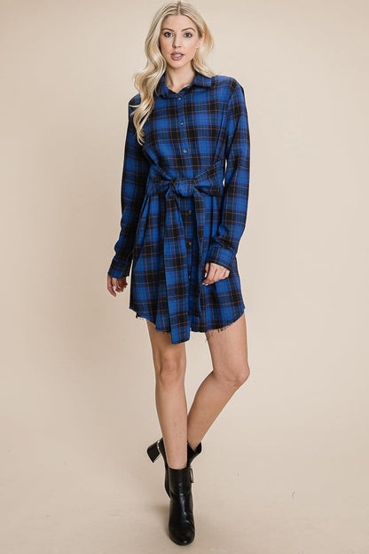 Belted Casual Tunic Cotton Plaid T Shirt Dresses | Apparel | Kitchen + Metal