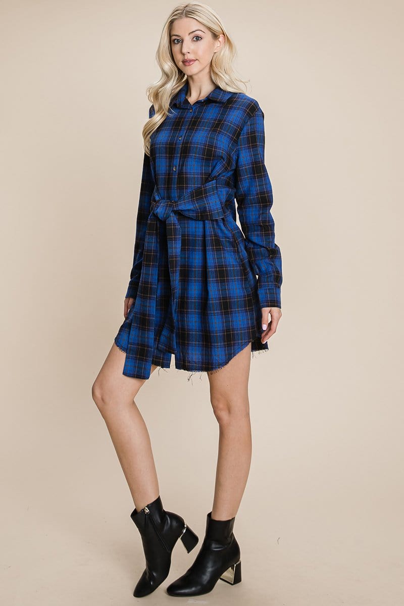 Belted Casual Tunic Cotton Plaid T Shirt Dresses | Apparel | Kitchen + Metal