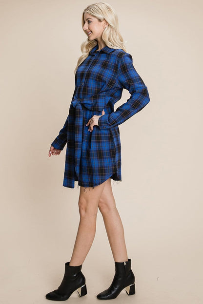 Belted Casual Tunic Cotton Plaid T Shirt Dresses | Apparel | Kitchen + Metal