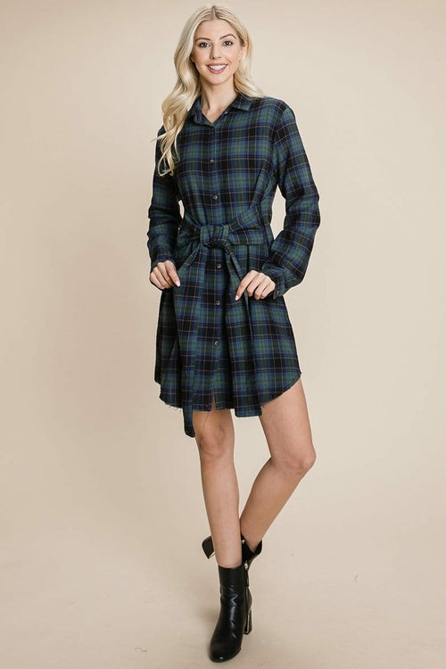 Belted Casual Tunic Cotton Plaid T Shirt Dresses | Apparel | Kitchen + Metal