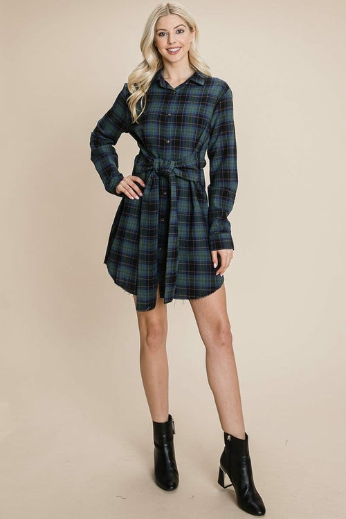 Belted Casual Tunic Cotton Plaid T Shirt Dresses | Apparel | Kitchen + Metal