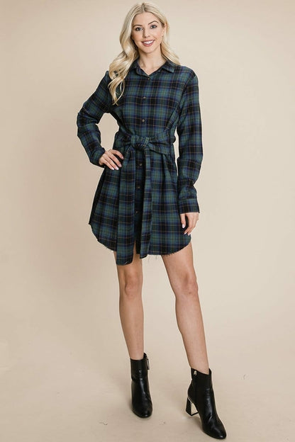 Belted Casual Tunic Cotton Plaid T Shirt Dresses | Apparel | Kitchen + Metal