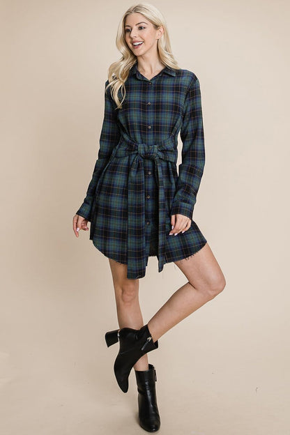 Belted Casual Tunic Cotton Plaid T Shirt Dresses | Apparel | Kitchen + Metal