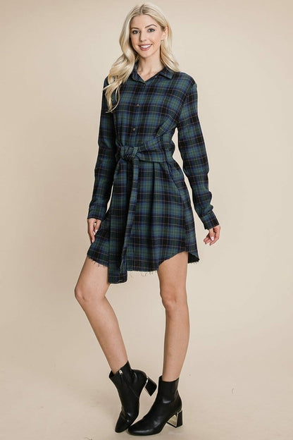 Belted Casual Tunic Cotton Plaid T Shirt Dresses | Apparel | Kitchen + Metal