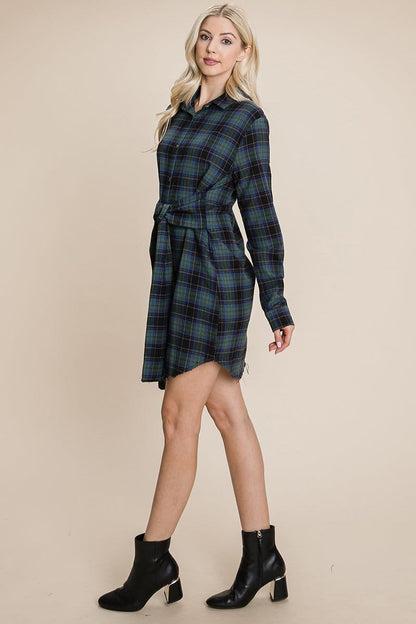 Belted Casual Tunic Cotton Plaid T Shirt Dresses | Apparel | Kitchen + Metal