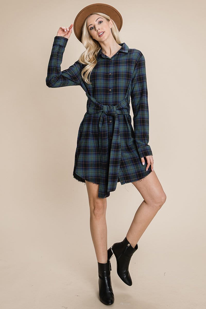 Belted Casual Tunic Cotton Plaid T Shirt Dresses | Apparel | Kitchen + Metal