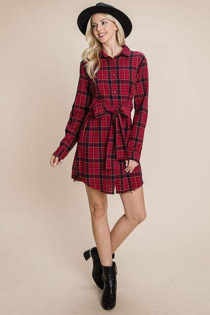 Belted Casual Tunic Cotton Plaid T Shirt Dresses | Apparel | Kitchen + Metal
