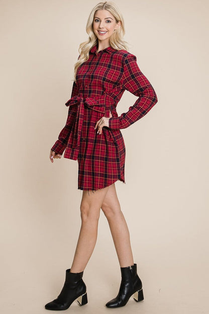 Belted Casual Tunic Cotton Plaid T Shirt Dresses | Apparel | Kitchen + Metal