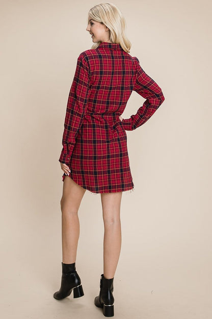 Belted Casual Tunic Cotton Plaid T Shirt Dresses | Apparel | Kitchen + Metal